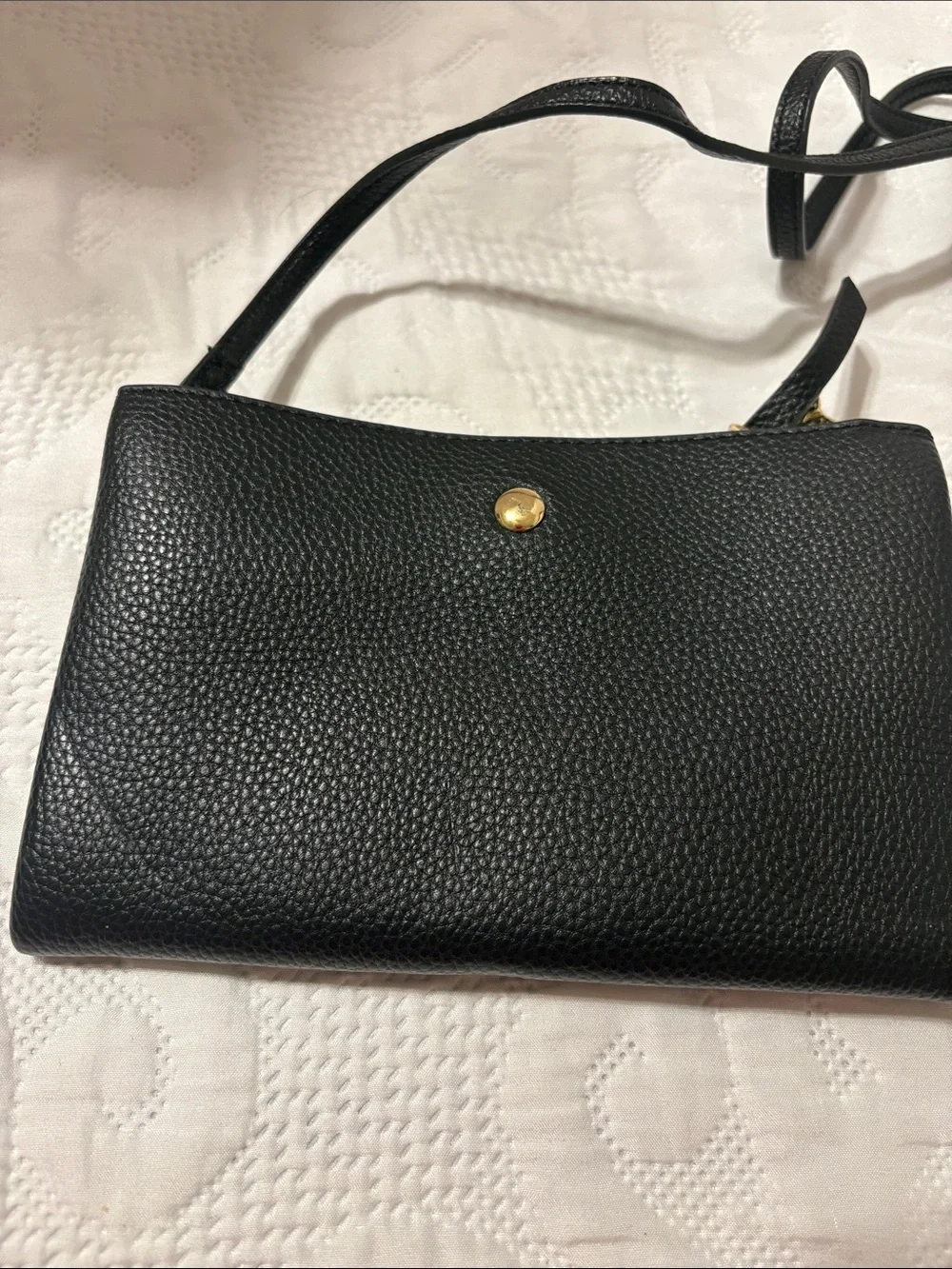 Nanette Lepore Black Pebbled Leather Crossbody with Gold Hardware